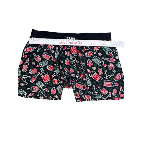 SAXX Ultra Boxer Briefs Holiday Spirits Print Ballpark Pouch Black Red XL - Picture 5 of 7